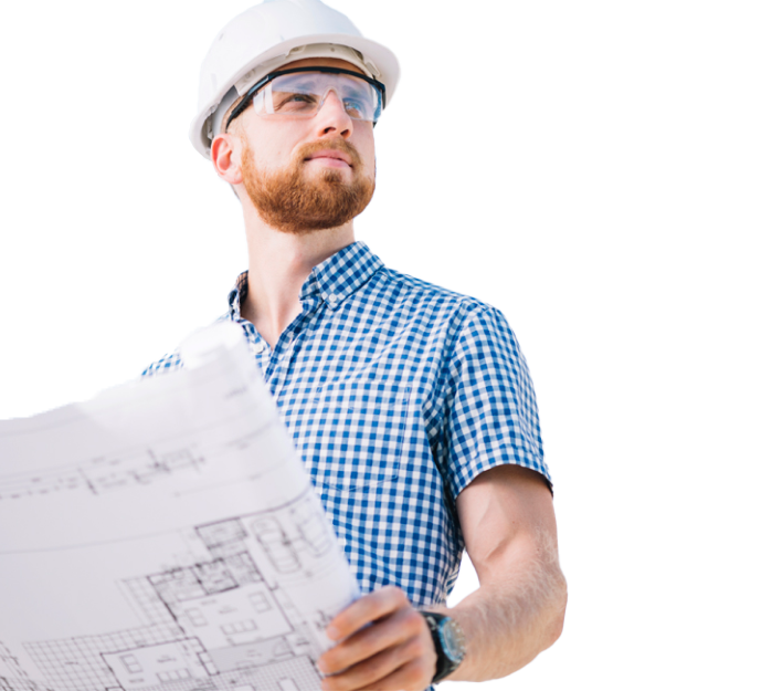 Home renovation expert going over plans